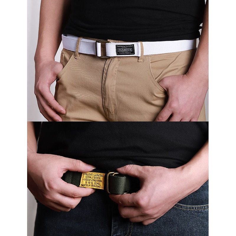 Canvas Belt Unisex Web Fabric Casual Belt with Double D-ring Black Green Canvas Alloy Fashion Plain Daily Wear Weekend2