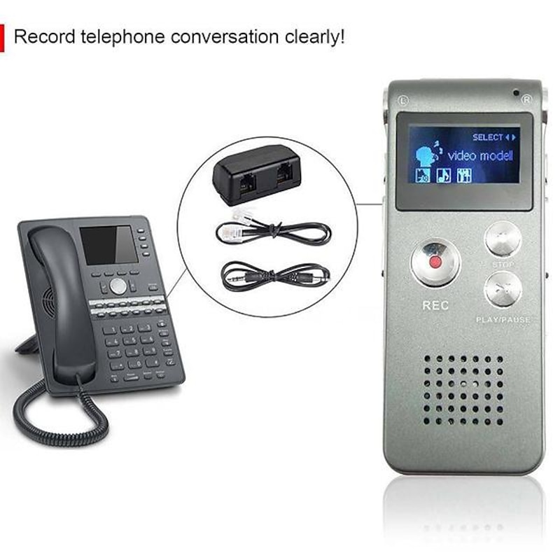 Portable Rechargeable Digital Voice Recorder with 8GB, MP3 Player, Compact Dictaphone for Notes & Meetings3