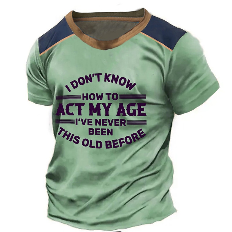 Men's Graphic Letter T Shirt Distressed T Shirt Short Sleeve T shirt 3D Print Crew Neck Shirt Vintage Fashion Designer Outdoor Daily Sports Purple Brown Green Spring & Summer Clothing Apparel S M L4