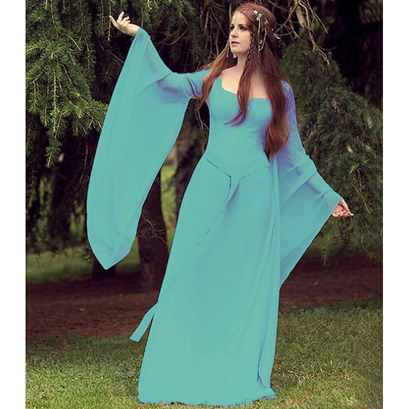 Retro Vintage Medieval Renaissance Masquerade Flare Cuff Sleeve Viking Outlander Elven Fancy Dress Women's Celtic Fantasy Carnival Masquerade Wedding Vacation Party Adults' Dress4