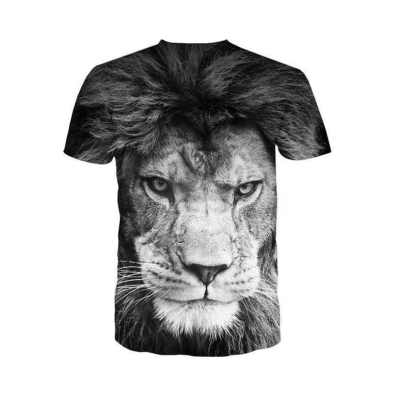Men's Graphic Animal Lion T Shirt Short Sleeve T shirt 3D Print Crew Neck Shirt Vintage Fashion Designer Outdoor Daily Sports Dark Brown Black Yellow Spring & Summer Clothing Apparel S M L XL 2XL 3XL4