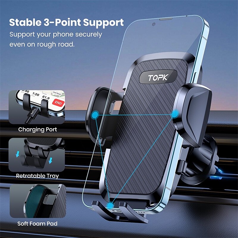 Car Vent Phone Mount Portable Rotatable Adjustable Phone Holder for Car Compatible with All Mobile Phone Phone Accessory3