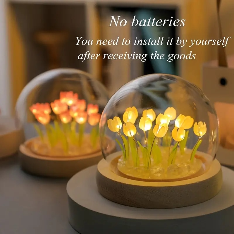 Creative 10pcs Tulip DIY Night Lights Pure Handmade Table Lamps For Room And Bedroom Decoration Atmosphere Lights Small Desk Ornaments Birthday Gifts Best Mother's Day Gift4