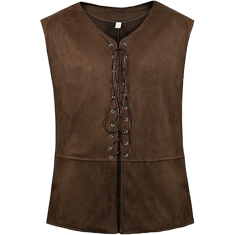Vampire Pirate Knight Ritter Viking Celtic Knight Retro Vintage Punk & Gothic Medieval Renaissance 17th Century Cosplay Costume Vest Suede Vest Men's Women's Drawstring Costume Vintage Cosplay2
