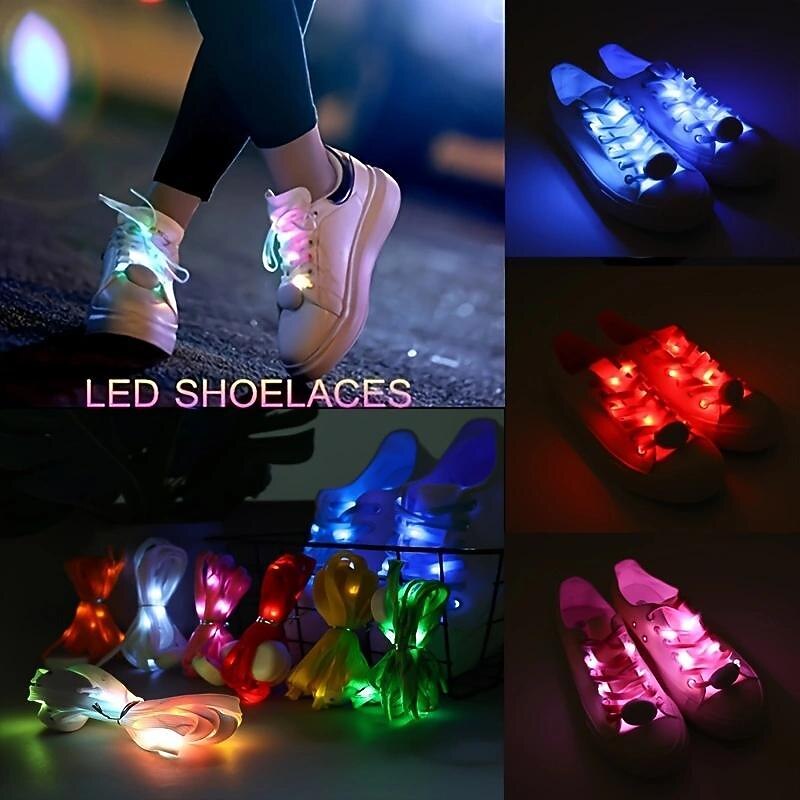1 Pair LED Sport Shoe Laces Luminous Shoe Laces Glow Shoe Strings Round Flash Light Shoelaces