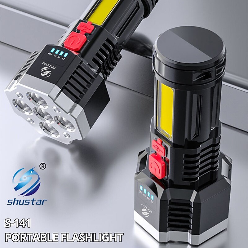High-power 7 LED flashlight torch with Cob side light light outdoor lighting USB rechargeable waterproof work light powerful fishing light4