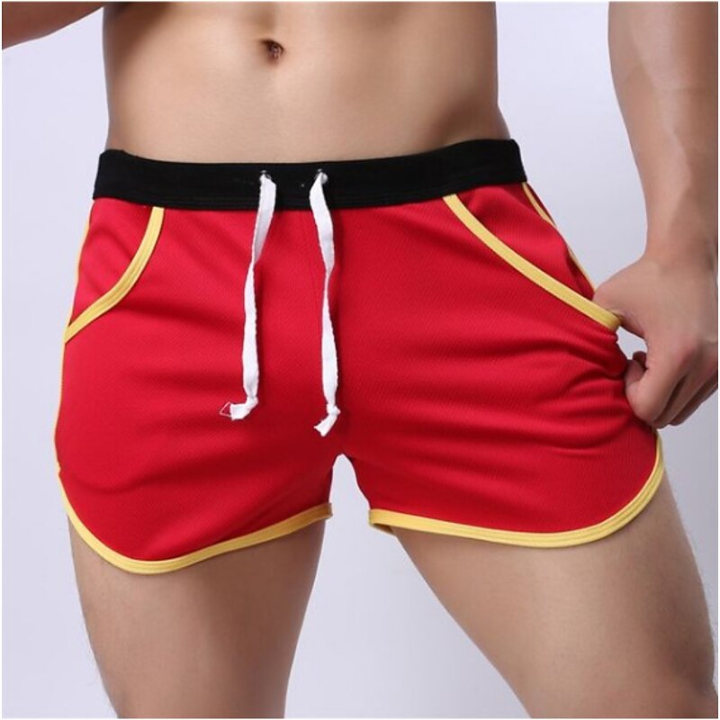 Men's Athletic Shorts Running Shorts Gym Shorts Drawstring Elastic Waist Color Block Breathable Quick Dry Outdoor Fitness Gym Sports Casual / Sporty Black White Micro-elastic