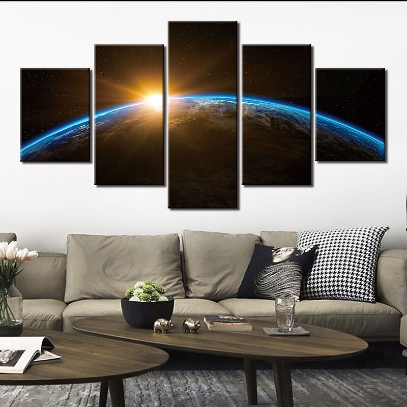Unframed 5 Panels Space Universe earth light painting  canvas art painting wall art3