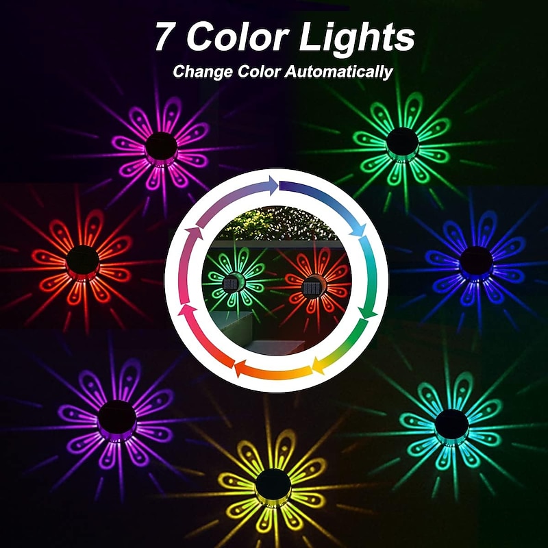 Solar Wall Light Color-Changing Deck Light Outdoor Waterproof Fence Light Villa Garden Fence Yard Wall Pilaster Step Staircase Decoration3