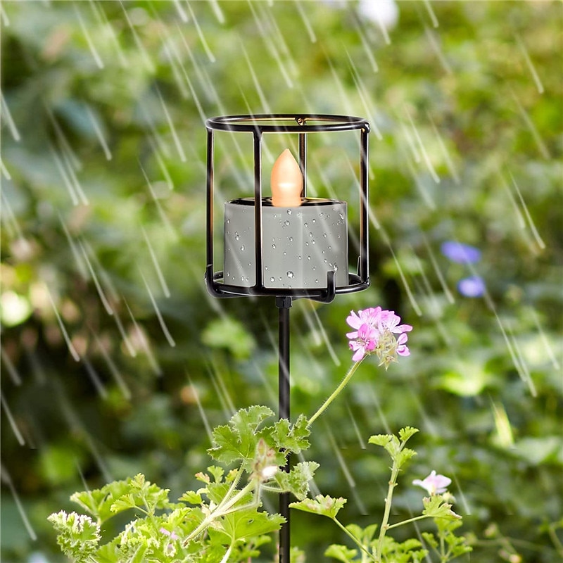 Outdoor Waterproof Solar Candles Light  Dusk to Dawn Outdoor Garden Lighting  Reusable LED Tea Light Candles for Lantern Garden Camping and Home Decor Lamp4