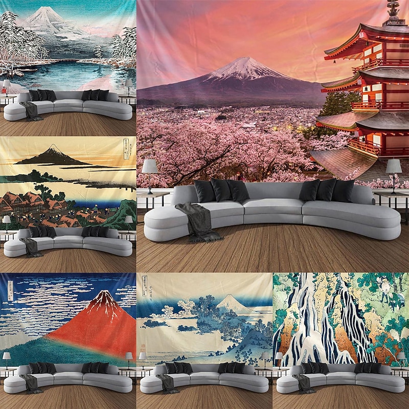 Ukiyo-e Japan Art Hanging Tapestry Architecture Wave Wall Art Large Tapestry Mural Decor Photograph Backdrop Blanket Curtain Home Bedroom Living Room Decoration 13