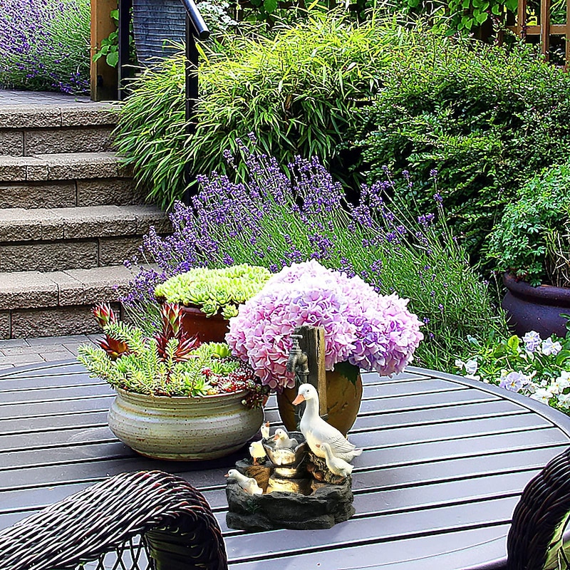 Duck Family Patio Statue, Cute Resin-Duck Animal Sculpture, Animal Garden Statue Decoration, Patio Yard Lawn Ornaments, Creative Resin Outdoor Sculpture, Gifts for Family and Friends4