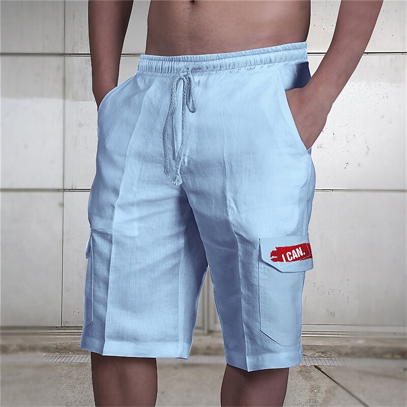 Men's Letter Graphic Prints Cargo Shorts Summer Shorts Mid Waist Streetwear Designer Casual Daily Holiday Drawstring Elastic Waist Print Designer Clothing Apparel