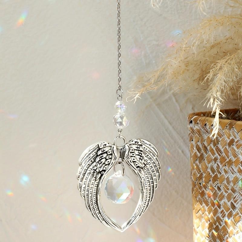 1pc Crystal Wind Chime Angel Wings Pendant Suitable For Wedding Party Home Decoration Car Hanging Hanging Ornament Suncatcher Photo Props Outdoor Decor3