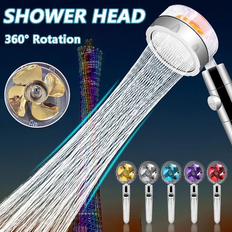 High Pressure Shower Head Water Saving Hand-held Spray Nozzle Turbocharged Shower Head With Small Fan Bathroom Supplies