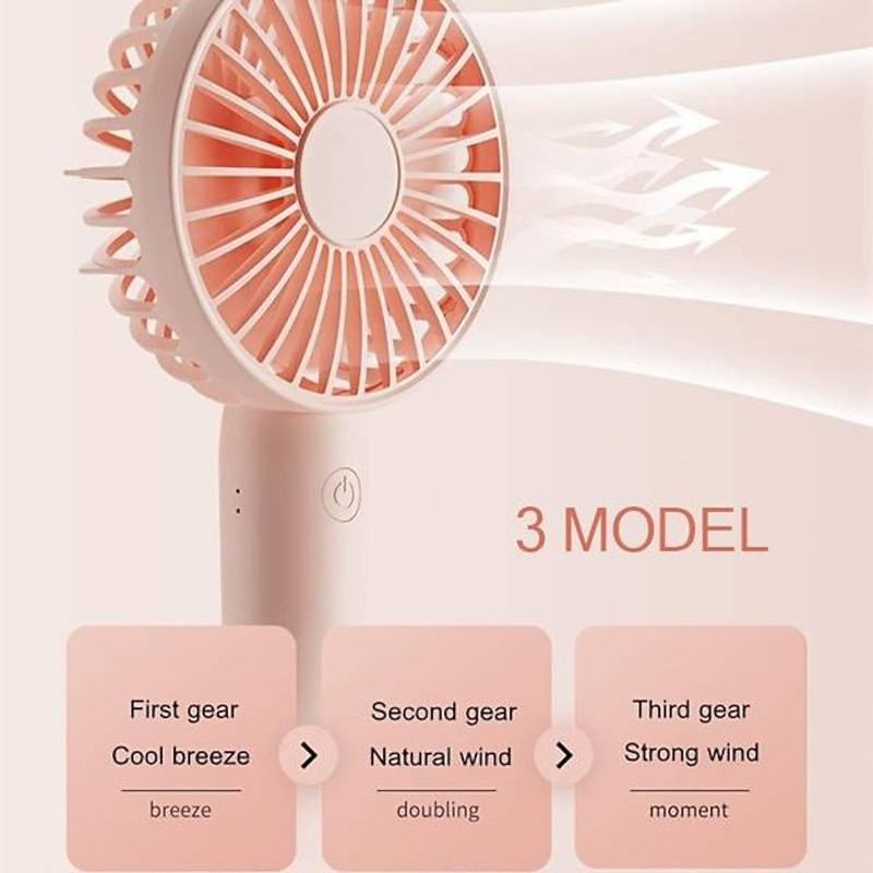 3-Speed Portable Handheld Mini Fan – USB Rechargeable Personal Fan with 1200mAh Battery for Indoor and Outdoor Use2
