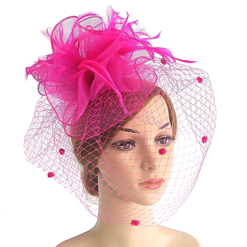 Fascinators Kentucky Derby Hat Headwear Organza Fedora Hat Holiday Cocktail Retro Elegant With Feather Pure Color Headpiece Headwear2