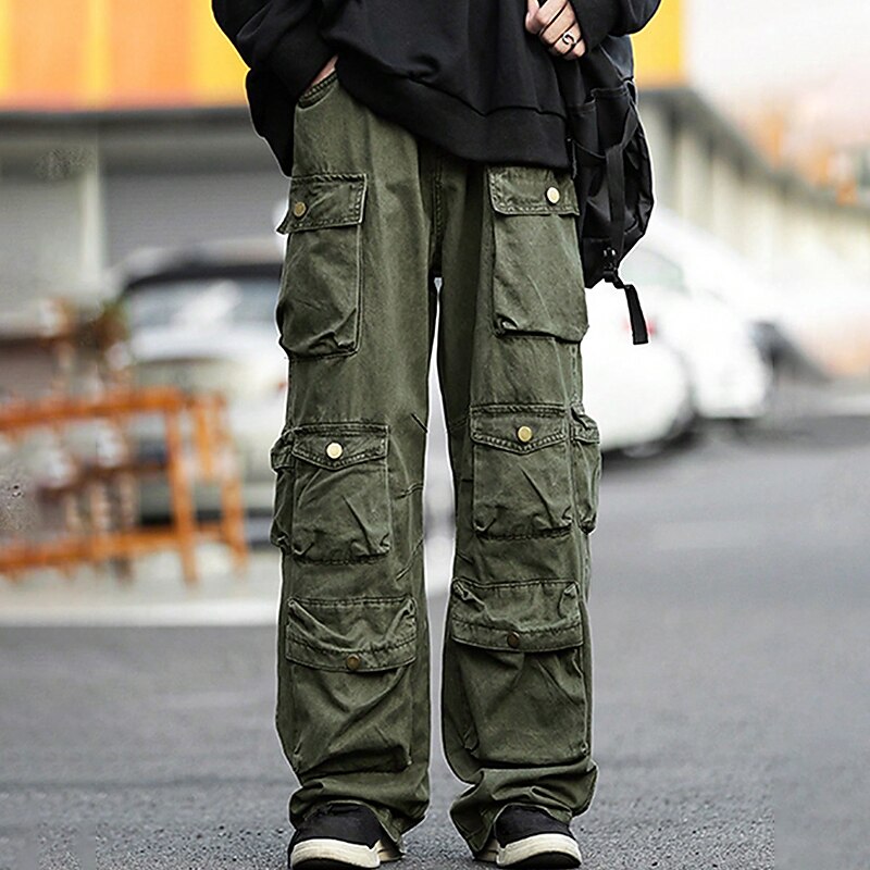 Men's Cargo Pants Cargo Trousers Flap Pocket Plain Comfort Breathable Outdoor Daily Going out Fashion Casual Army Green2