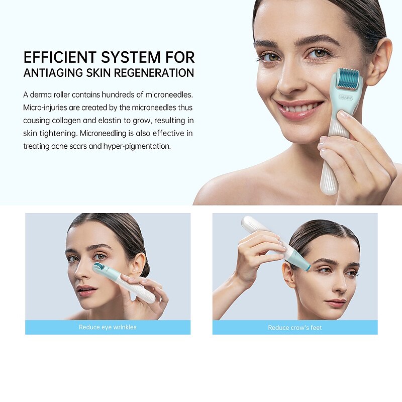 10 In 1 Dermaroller Kit Face Massager Microneedling Derma Rolling System Facial Skincare Jade Ice Roller Beard Hair Growth3