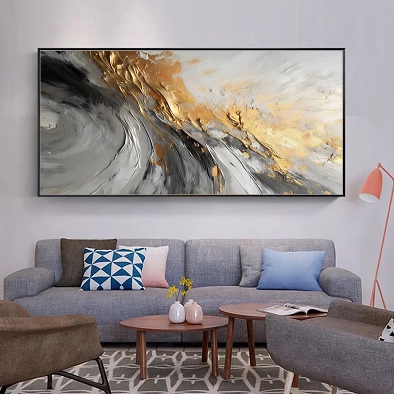 Mintura Handmade Gold Abstract Oil Paintings On Canvas Wall Art Decoration Modern Picture For Home Decor Rolled Frameless Unstretched Painting2