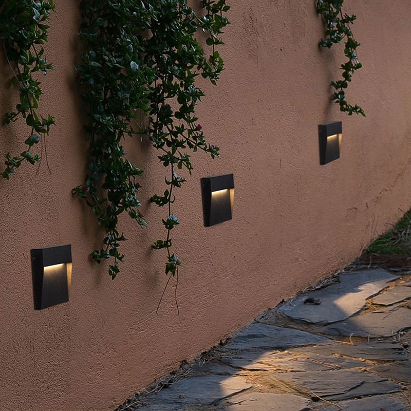 LED Outdoor Wall Lamp Step Lights IP65 Waterproof 3000K Warm White Dimmable LED Stair Lights Indoor, Aluminum ORB Finish ETL Listed3