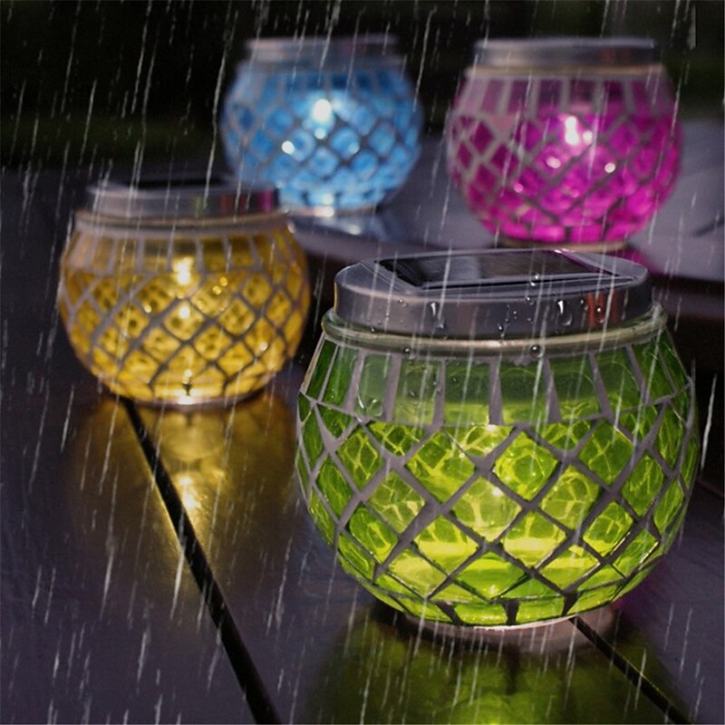 LED Solar Mosaic Glass Lamp Solar Ball Lamp Hollow Out Lamp Garden Lawn Decoration Outdoor Waterproof Landscape Lamp2