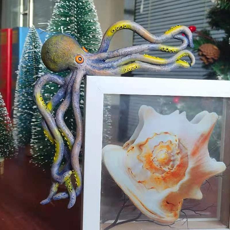 Octopus Resin Ornament - Handcrafted Reclaimed Resin Door Crawler，It Perfectly Matches Your Patio Or Living Room Table3