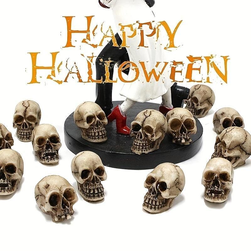 20pcs Mini Skulls, Halloween Small Skeleton Head Flowerpot Decor Realistic Skull Crafts Garden Decoration Bonsai Courtyard Ornaments3