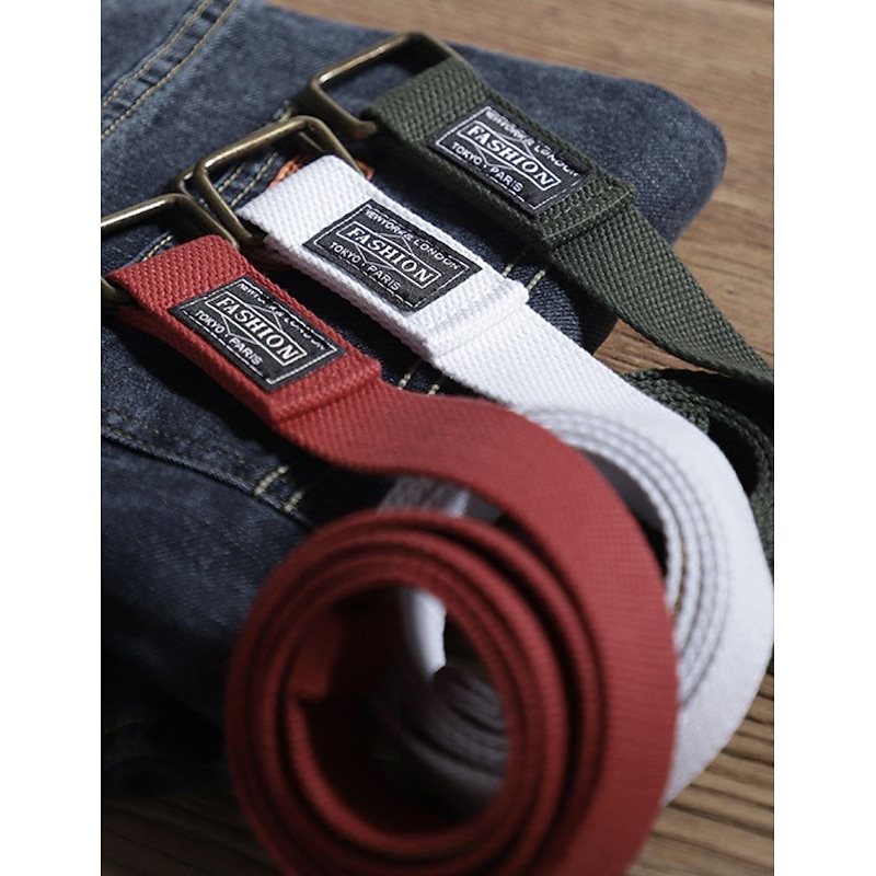 Canvas Belt Unisex Web Fabric Casual Belt with Double D-ring Black Green Canvas Alloy Fashion Plain Daily Wear Weekend
