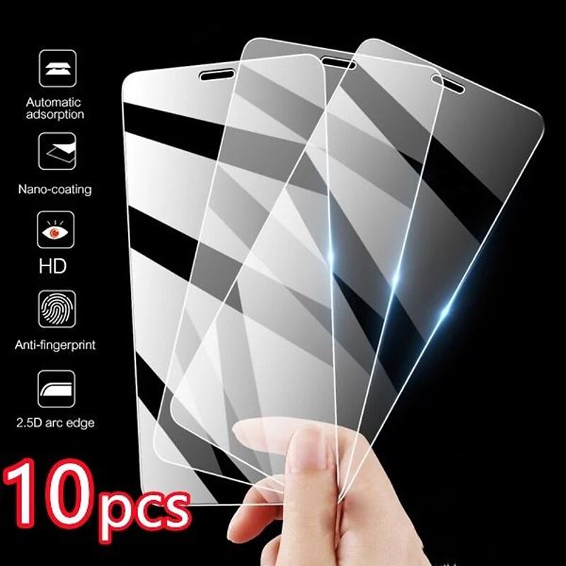 3 pcs 5 pcs 10 pcs Screen Protector For Apple iPhone 16 iPhone 15 Pro Max Plus iPhone 14 13 12 11 Pro Max Mini X XR XS Max 8 7 Plus Tempered Glass 9H Hardness Anti Bubbles Anti-Fingerprint High2
