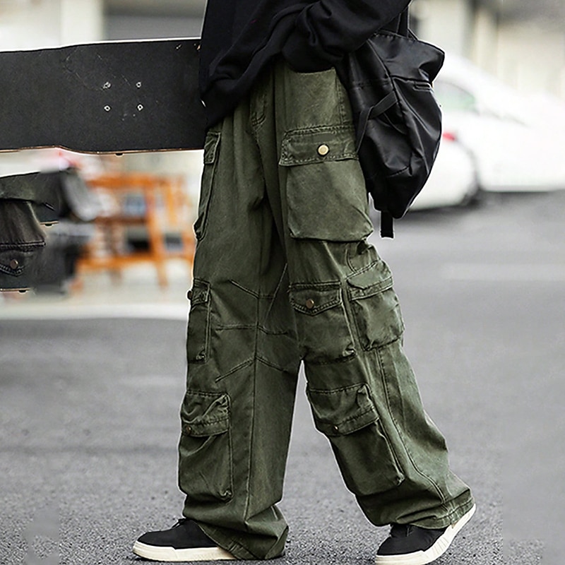 Men's Cargo Pants Cargo Trousers Flap Pocket Plain Comfort Breathable Outdoor Daily Going out Fashion Casual Army Green