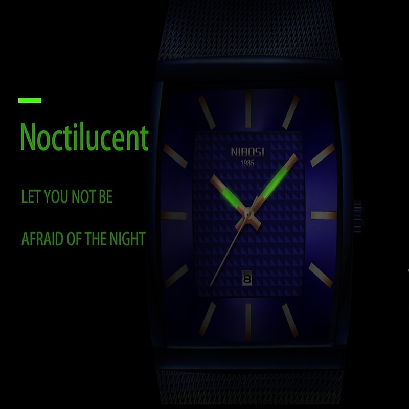 NIBOSI Blue Square Mens Watches Top Brand Luxury Quartz Watch Men Slim Waterproof Male Wristwatch Men Relogio Masculino 23764