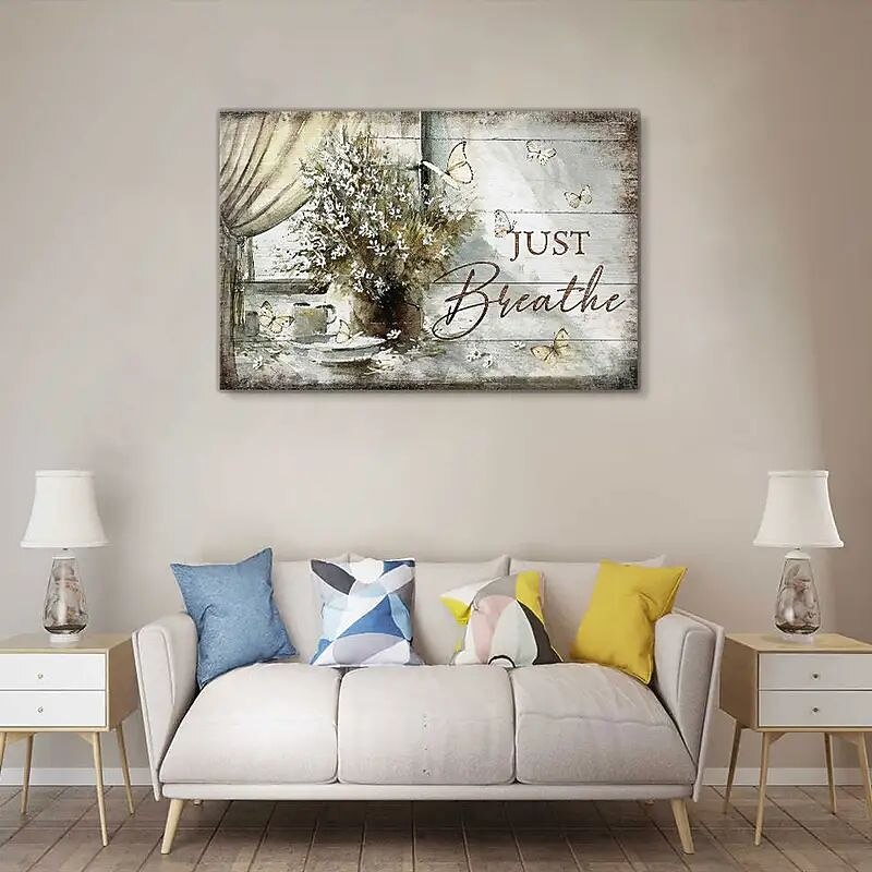 The Just Breathe Framed Canvas PaintingWall Art Prints With Frame For Living Room & Bedroom Home Decoration Festival Gift For Her/Him Ready To Hang3
