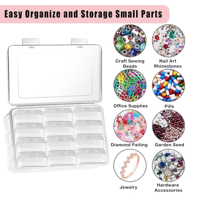 12pcs Mini Clear Plastic Storage Boxes: Perfect for Small Items, Jewelry, Hardware, DIY Art Crafts!3