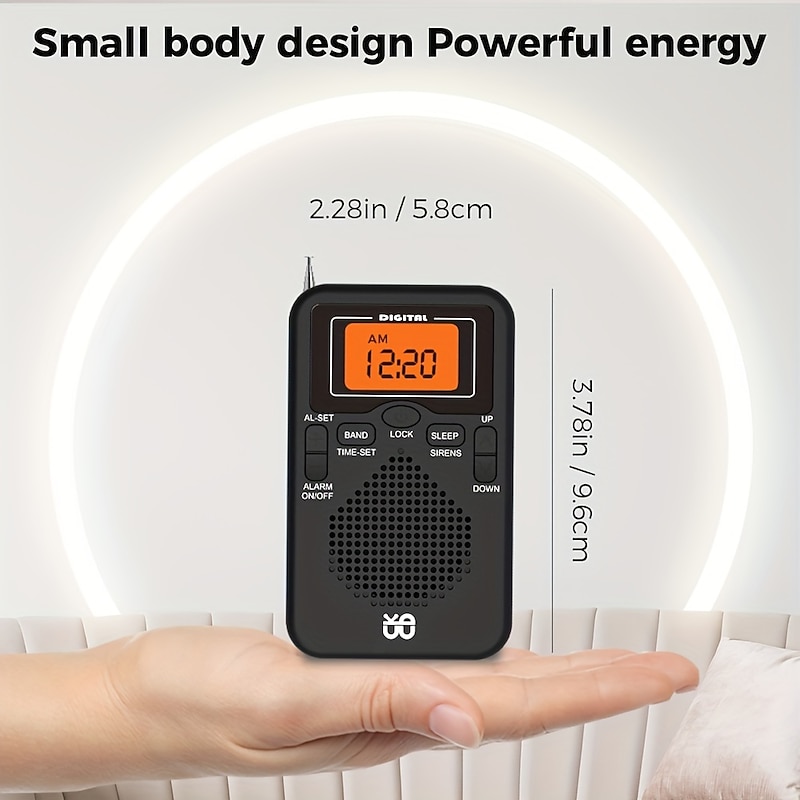 Cappsu AM/FM Portable Radio Personal Radio With Excellent Reception Powered By 2 AAA Batteries (not Included In The Package) With Stereo Headphones Large LCD Screen Alarm Clock Radio2