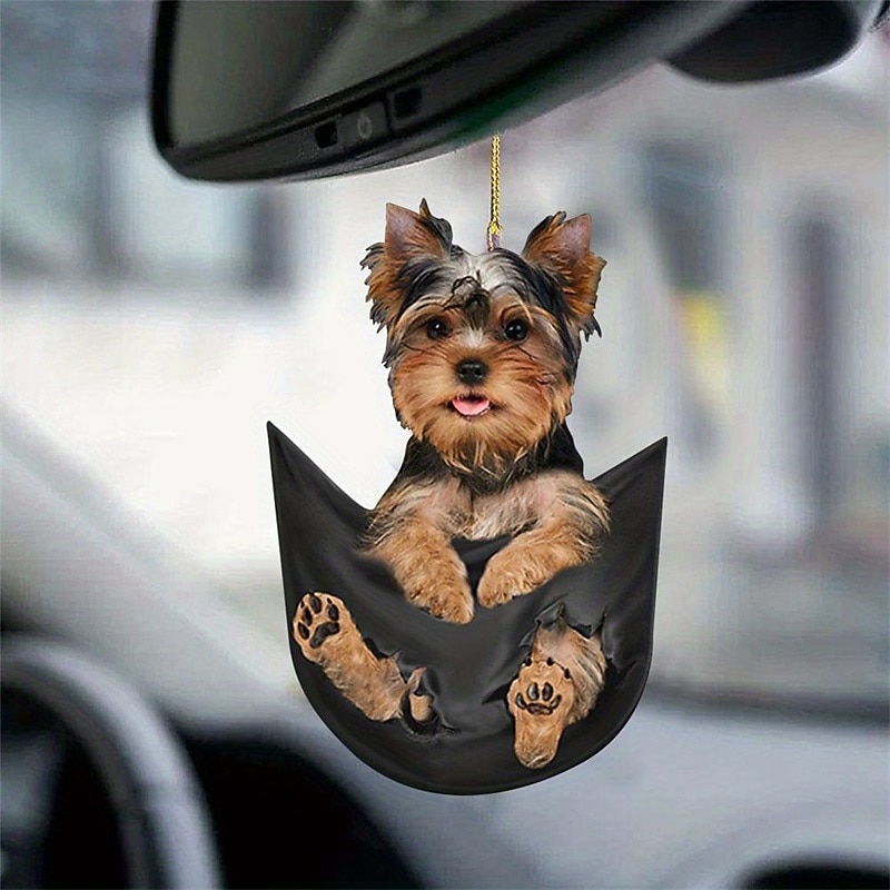 Colorful Hanging Puppy Car Rearview Mirror Ornament - Fun and Cute Accessory for Your Vehicle2