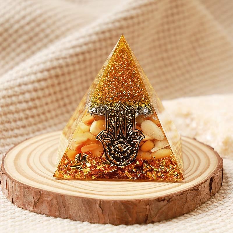 Orgone Pyramid For Positive Energy And Amethyst Crystal Ball, With Protection From Crystals Energy Generator For Stress Reduce Healing Meditation And Wealth Attraction For Home Decoration
