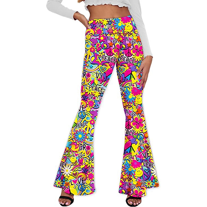 Retro Vintage 1960s 1970s Dude Funk Bell Bottom Pants Hippie Disco Fancy Dress Women's Daily Wear Pride Parade Pride Month Adults' Pants