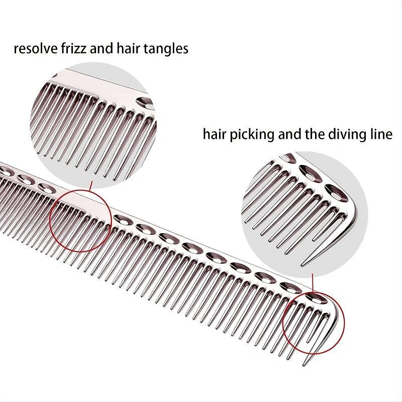 4pcs Professional Stainless Steel Comb Space Aluminum Comb For All Hair Types Hair Styling Comb Fine Cutting Comb Rat Tail Comb Detangling Comb3