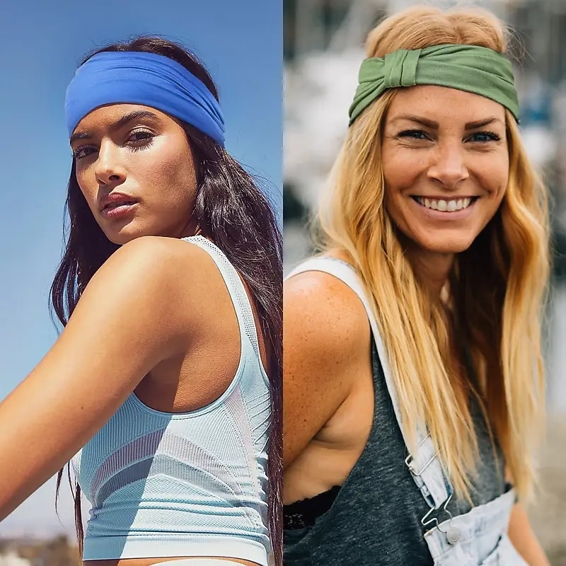 Wide Headbands For Women Non Slip Soft Elastic Hair Bands Yoga Running Sports Workout Gym Head Wraps  Knotted Cotton Cloth African Turbans Bandana4