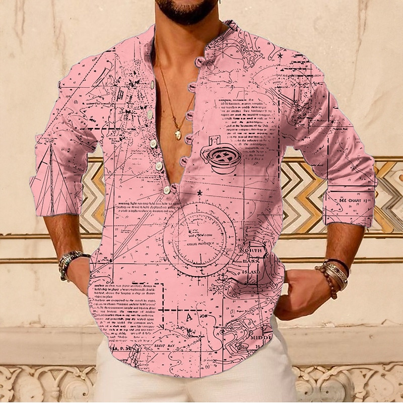 Men's Paisley Vintage Shirt Button Up Shirt Long Sleeve Vintage Fashion Streetwear Outdoor Casual Daily Summer Spring Fall Stand Collar Print Pink Blue Brown Green4