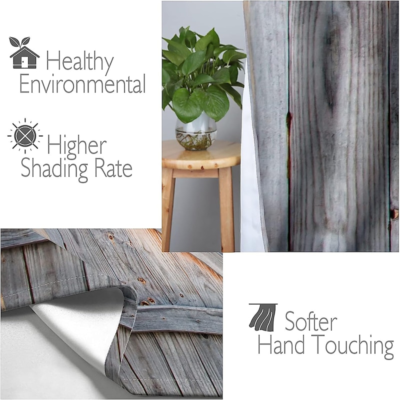 Farmhouse Curtain 2 Panels，Barn Wood Door Curtain Drapes For Living Room Bedroom,Grommet/Eyelet Curtain for Kitchen Door Window Treatments Room Darkening3