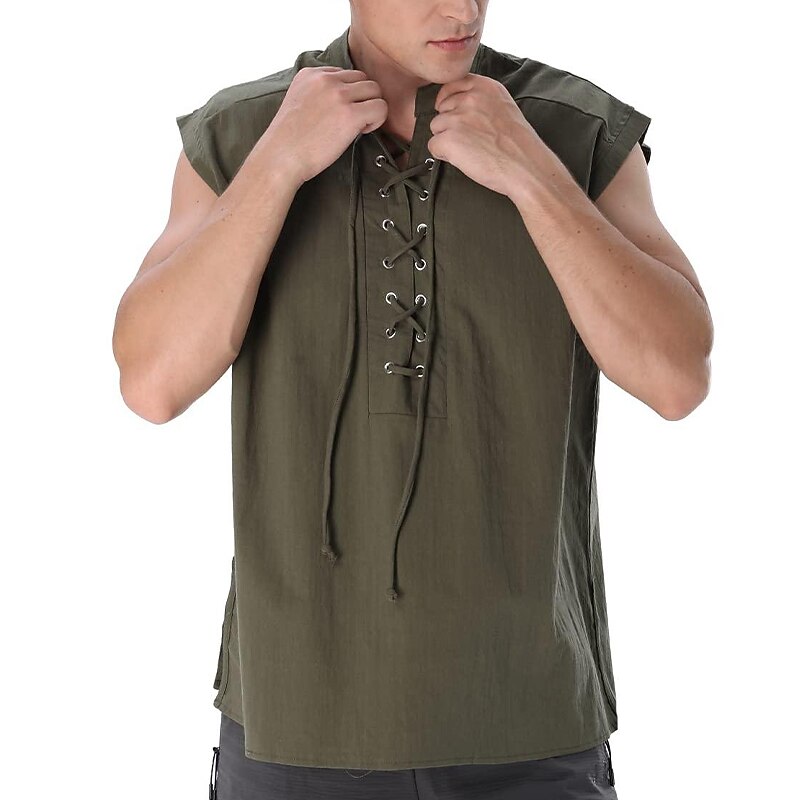 Pirate Viking Retro Vintage Medieval Renaissance Vest T-shirt Men's Costume Vintage Cosplay LARP Shirt Halloween4