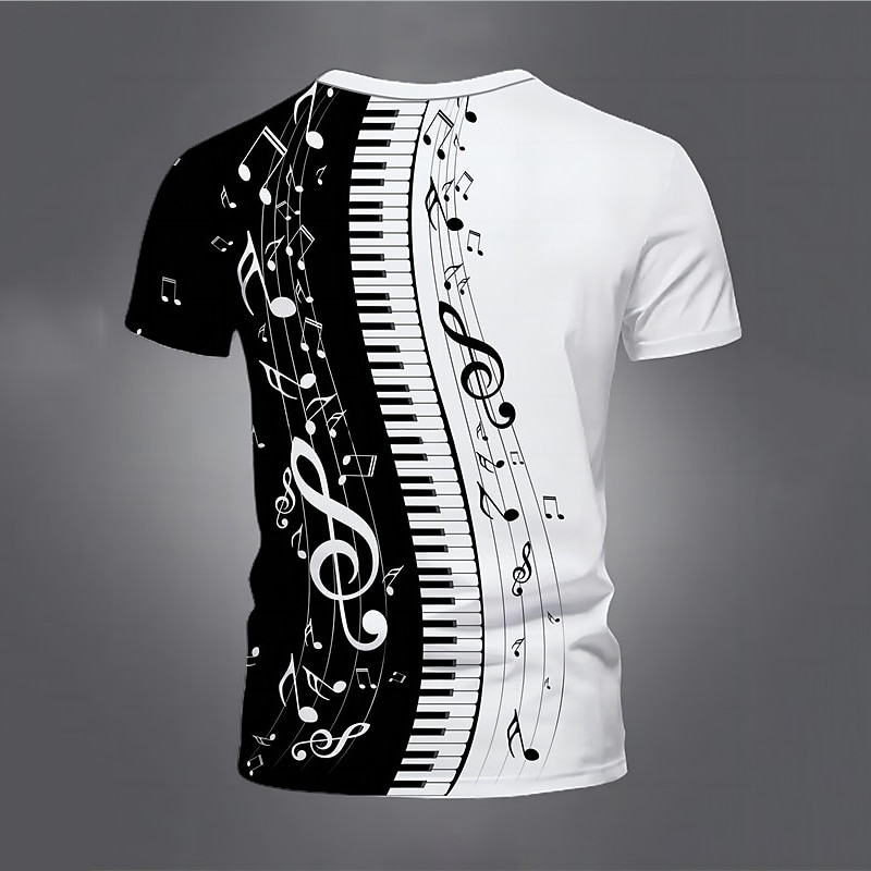 Music Festival Men's Graphic Music T Shirt Short Sleeve T shirt 3D Print Crew Neck Shirt Vintage Fashion Designer Outdoor Daily Sports 1 Black White+Black Spring & Summer Clothing Apparel S M L XL2