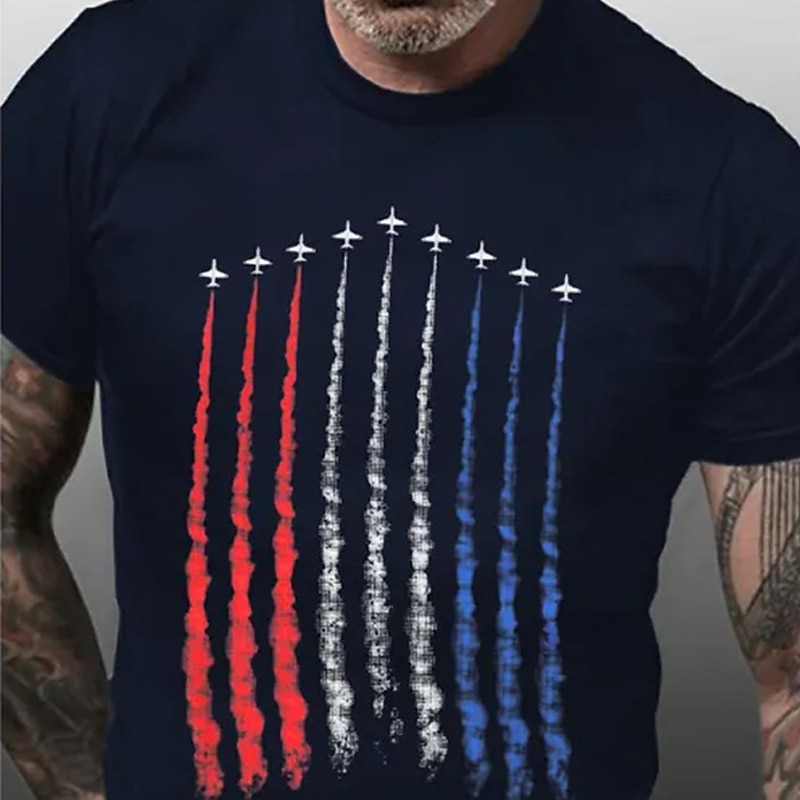 Veterans Day Men's Patriot Patriotic Veteran Graphic Prints National Flag T shirt Graphic Tee Cotton Short Sleeve Graphic Shirt Black Wine Red Comfortable Tee Outdoor Street Fashion Designer