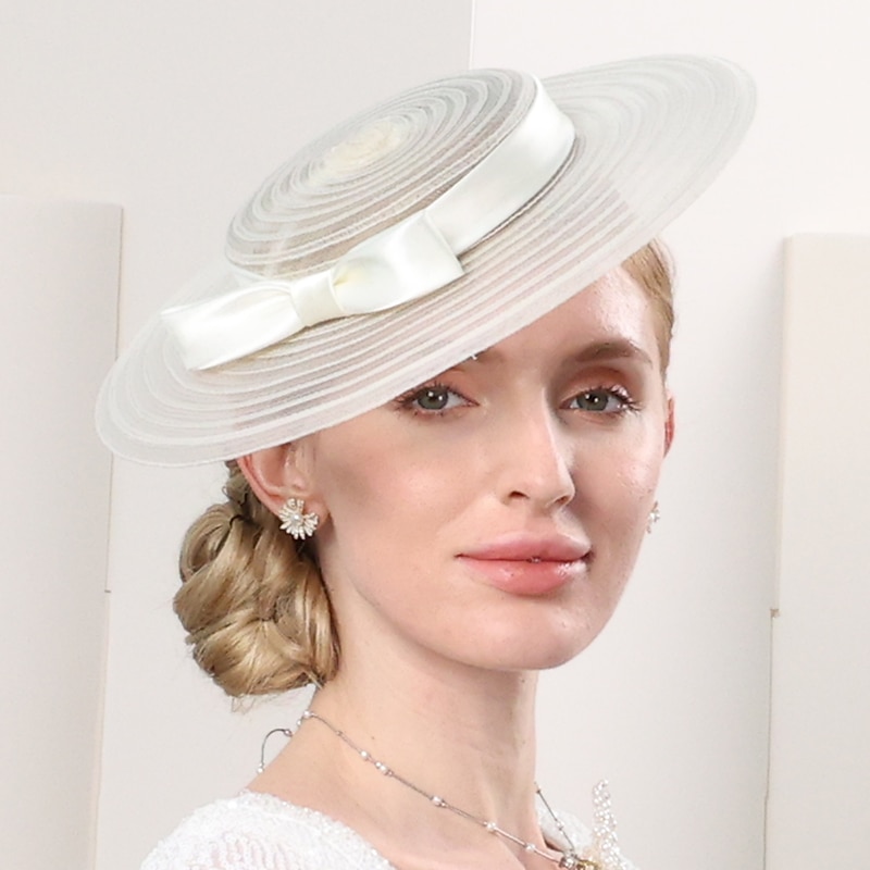 Headbands Hats Tulle Straw Bowler / Cloche Hat Saucer Hat Top Hat Tea Party Horse Race Romantic British With Bowknot Headpiece Headwear3