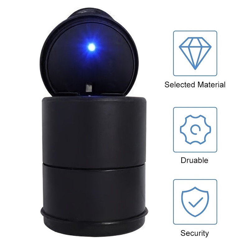 Car Ashtray With Lid Led Light Cigarette Ashtray Holder Smokeless Ash Tray With LED Blue Light Car Ash Tray For Car Truck Auto Office Home2