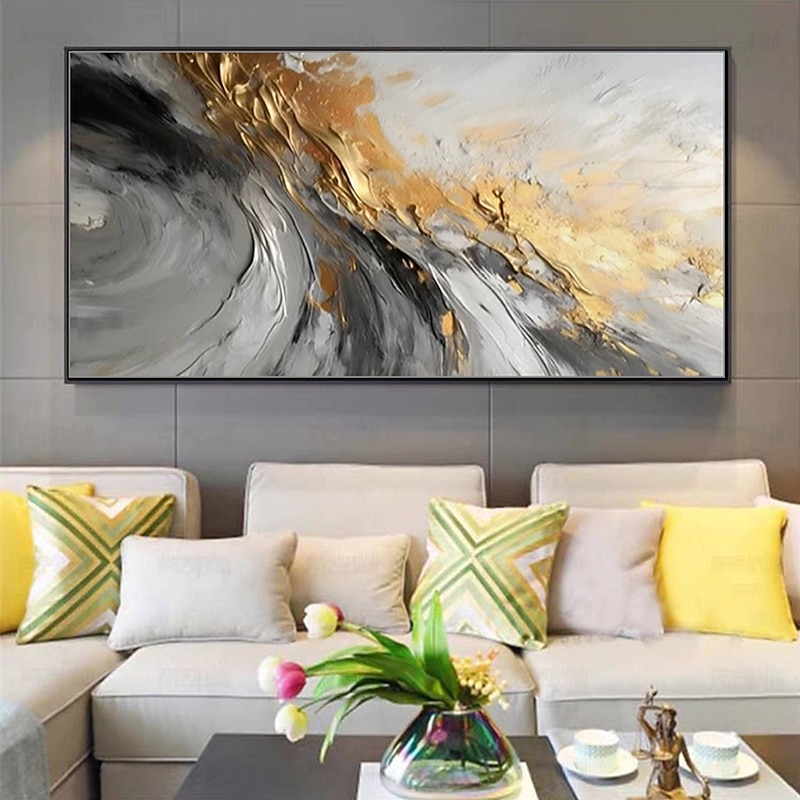 Mintura Handmade Gold Abstract Oil Paintings On Canvas Wall Art Decoration Modern Picture For Home Decor Rolled Frameless Unstretched Painting3