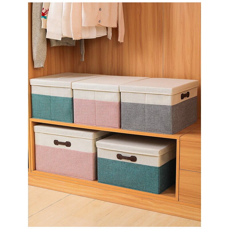 Fabric Folding Storage Box Household Wardrobe Quilt Finishing Box With Lid Large Storage Basket Car Drawer Type Storage Box4