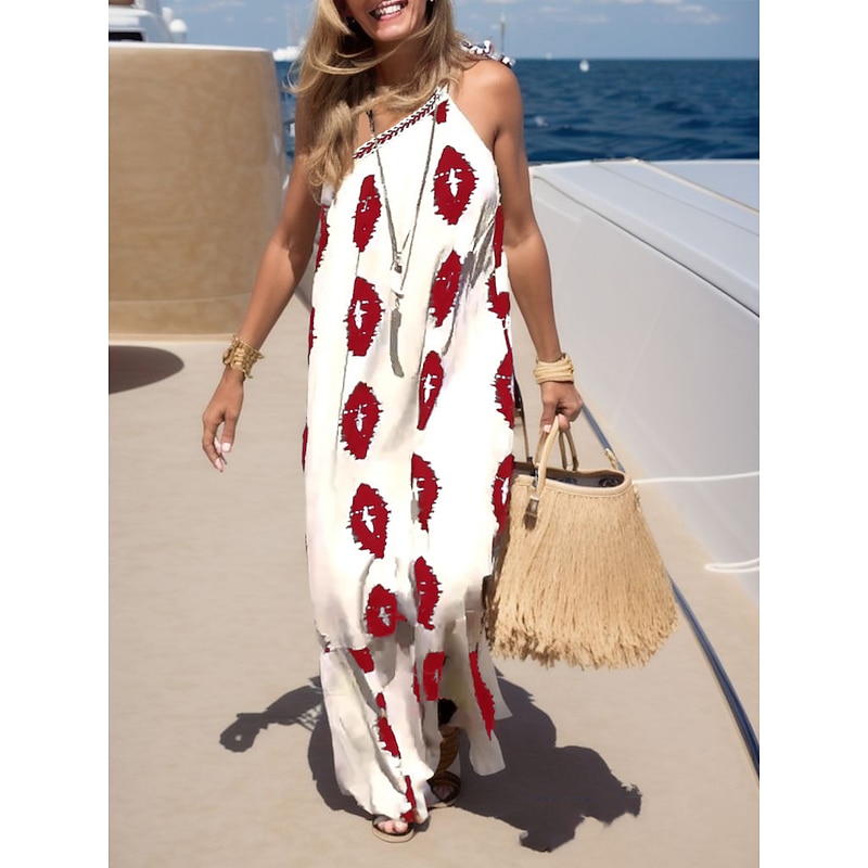 Women's Print Print Halter Neck Maxi long Dress Daily Vacation Sleeveless Summer Spring4